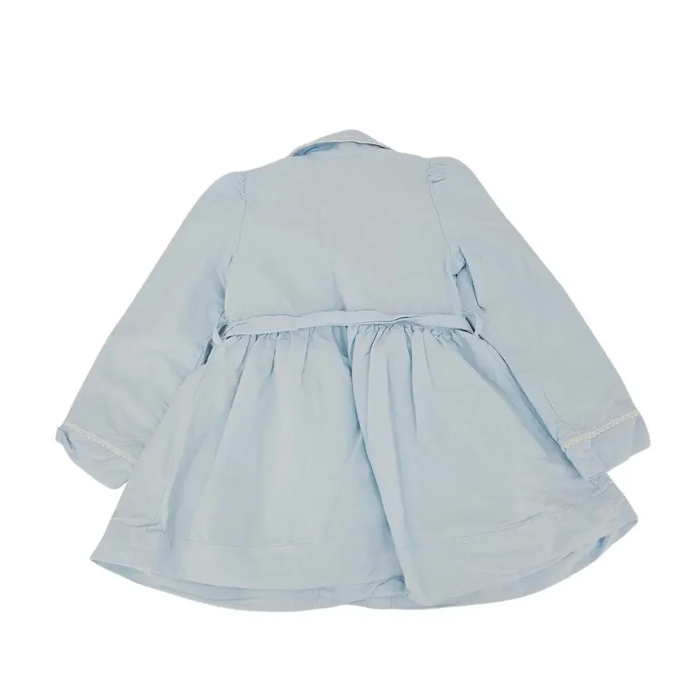Cupcakes & Cashmere Pastel Blue Trench Coat Girls 4T Quiet Luxury Old Money 4017